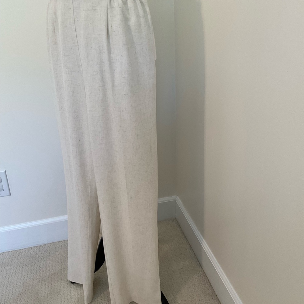 Draper’s & Damon’s Cream Linen Blend Women’s Elastic-Waist Pants - Picture 4 of 7